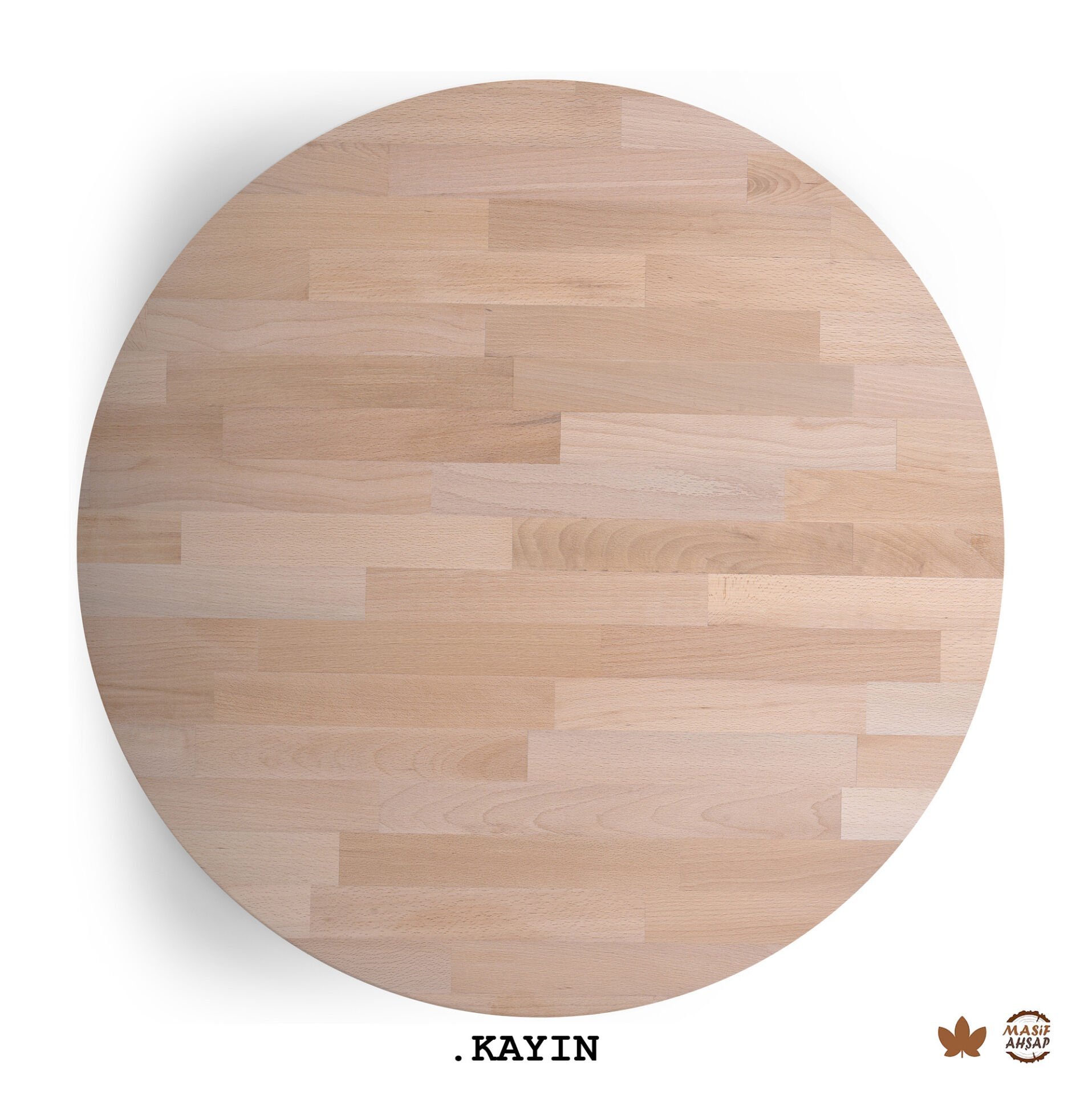 YUVARLAK AHŞAP PLAKA MASA VE SEHPA TABLASI KAYIN - 140 cm - 18 MM