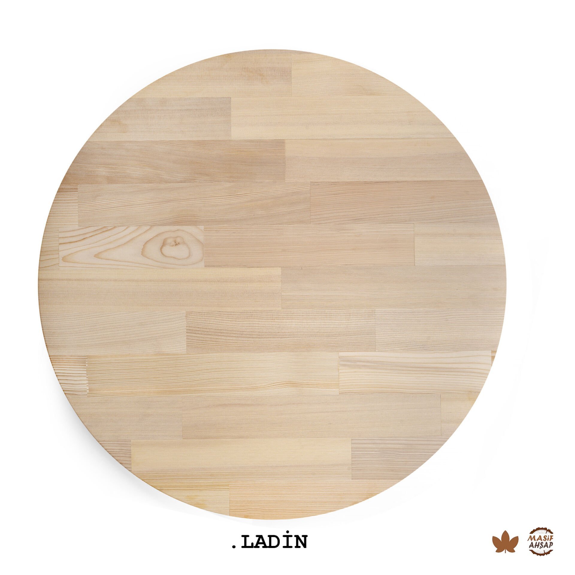 YUVARLAK AHŞAP PLAKA MASA VE SEHPA TABLASI LADİN - 120 cm - 18 MM