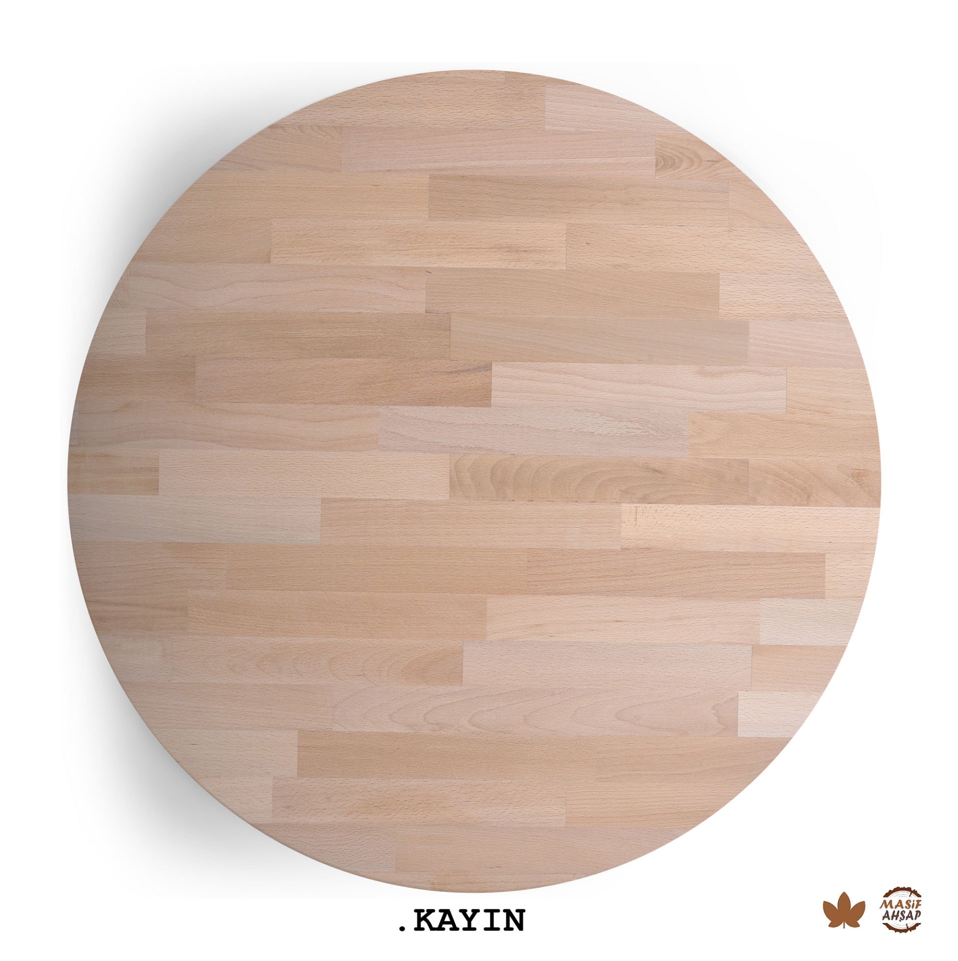 YUVARLAK AHŞAP PLAKA MASA VE SEHPA TABLASI KAYIN - 130 cm - 30 MM